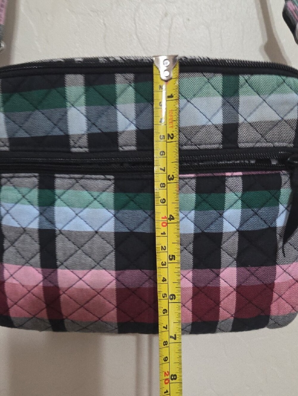 Vera Bradley Quilted Plaid Crossbody in Red, Black & Green - Picture 4 of 12